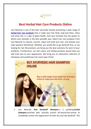 Herbal Hair Care Products Online in India