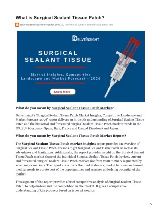 what is surgical sealant tissue patch