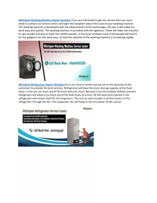 Whirlpool Washing Machine Repair Mumbai