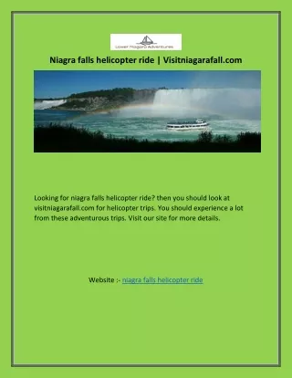 Niagra falls helicopter ride | Visitniagarafall.com