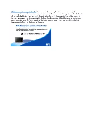 IFB Microwave Oven Repair Mumbai