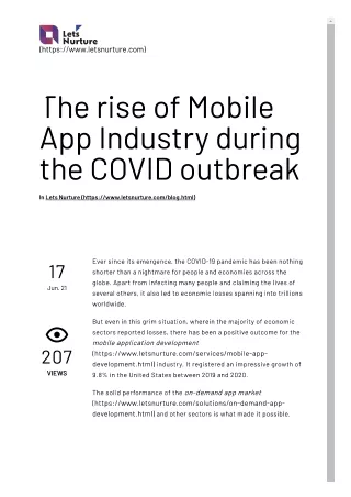 The Rise Of Mobile App development Industry during COVID Outbreak