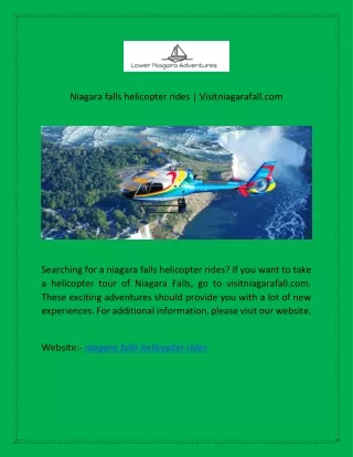 Niagara falls helicopter rides | Visitniagarafall.com