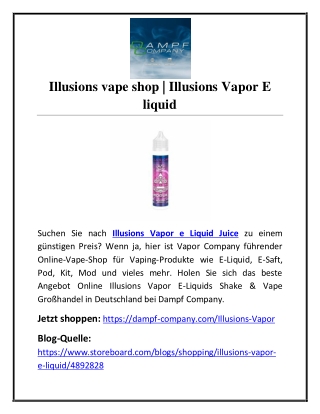 Illusions vape shop | Illusions Vapor E liquid