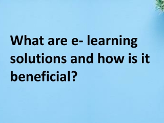 what are e learning solutions