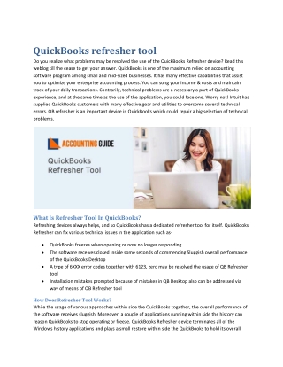Quickbooks refresher tool