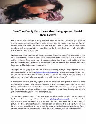 save your family memories with a photograph