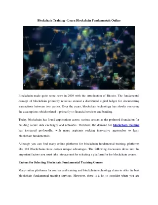 Blockchain Training - Learn Blockchain Fundamentals Online