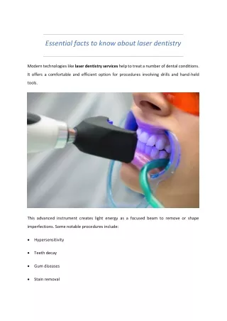 Essential facts to know about laser dentistry