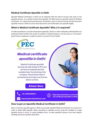 Medical Certificate Apostille in Delhi