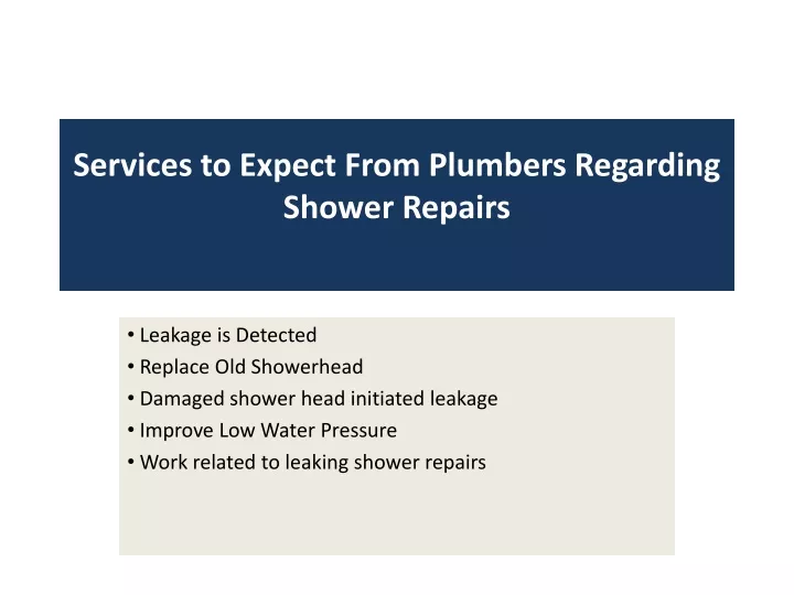 services to expect from plumbers regarding shower repairs