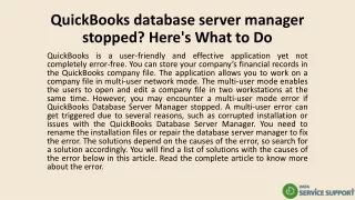 QuickBooks database server manager stopped? Here's What to Do
