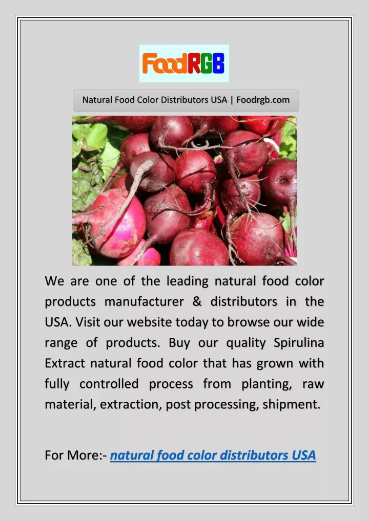 natural food color distributors usa foodrgb com