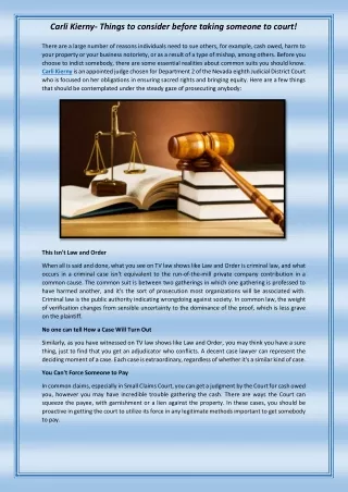 Carli Kierny- Things to consider before taking someone to court!