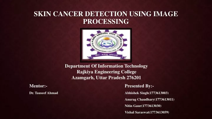 skin cancer detection using image processing