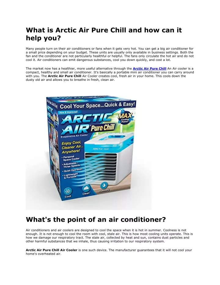 what is arctic air pure chill and how can it help