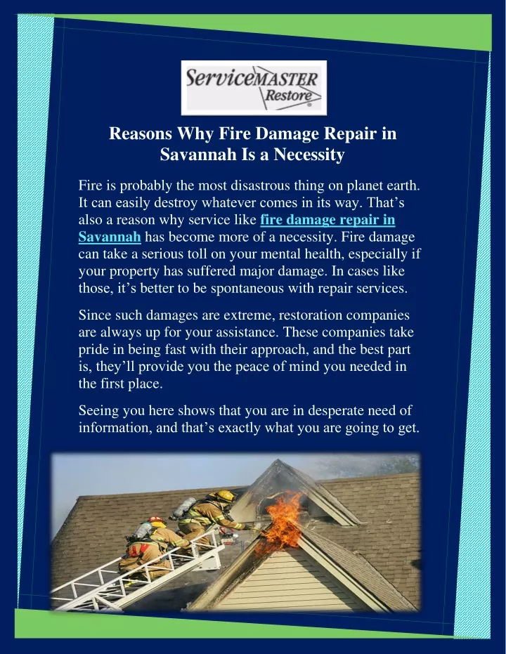 reasons why fire damage repair in savannah