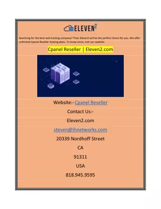 Cpanel Reseller Eleven2.com
