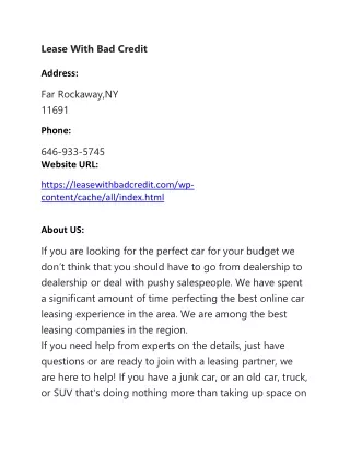 lease with bad credit address