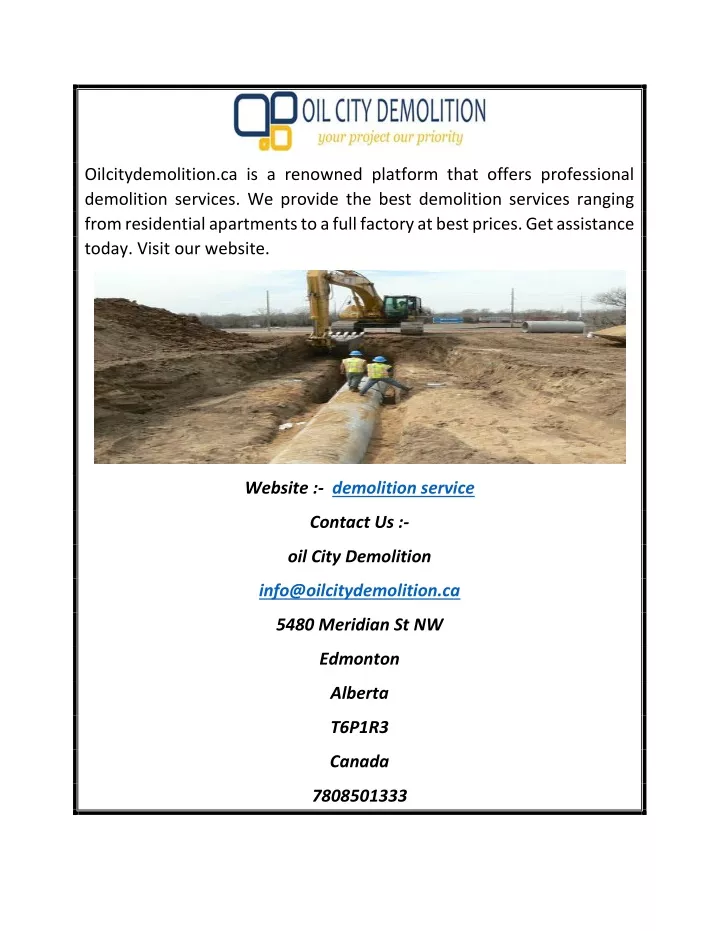 oilcitydemolition ca is a renowned platform that