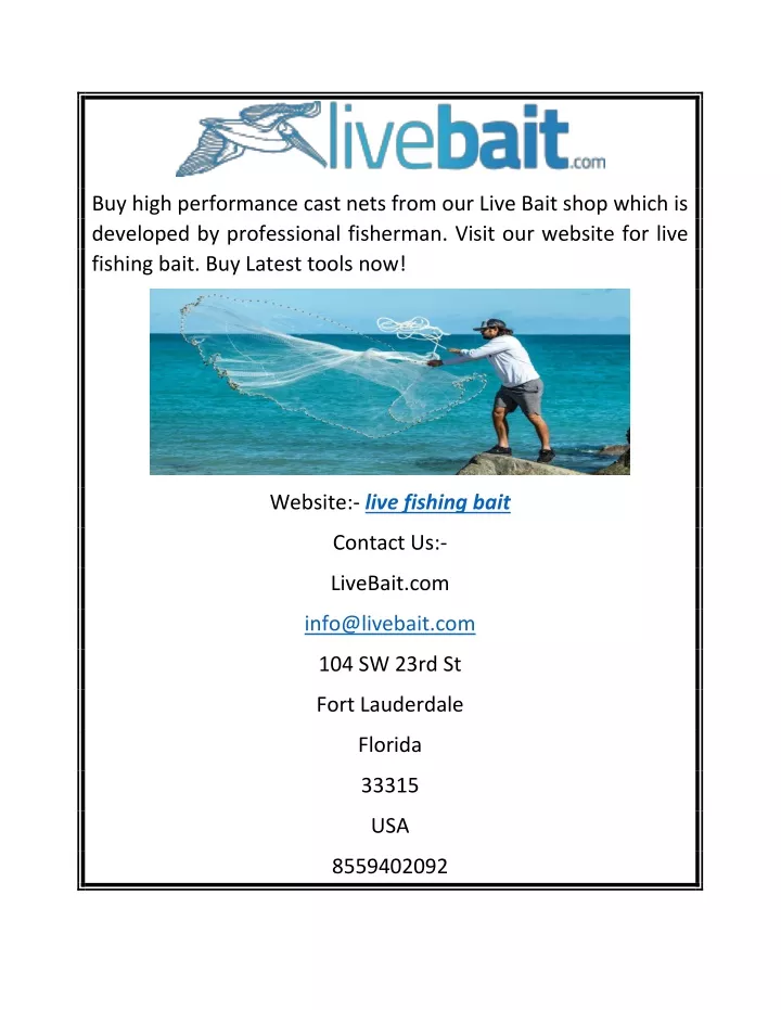 buy high performance cast nets from our live bait