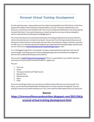 Personal Virtual Training Development