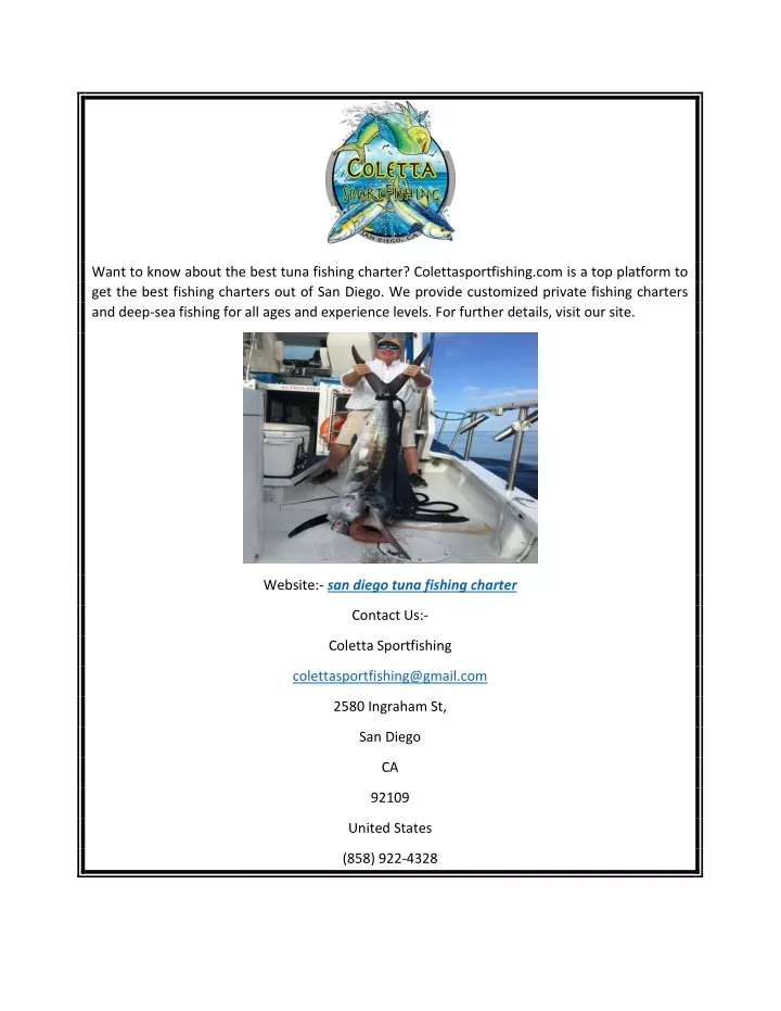 PPT San Diego Tuna Fishing Charter
