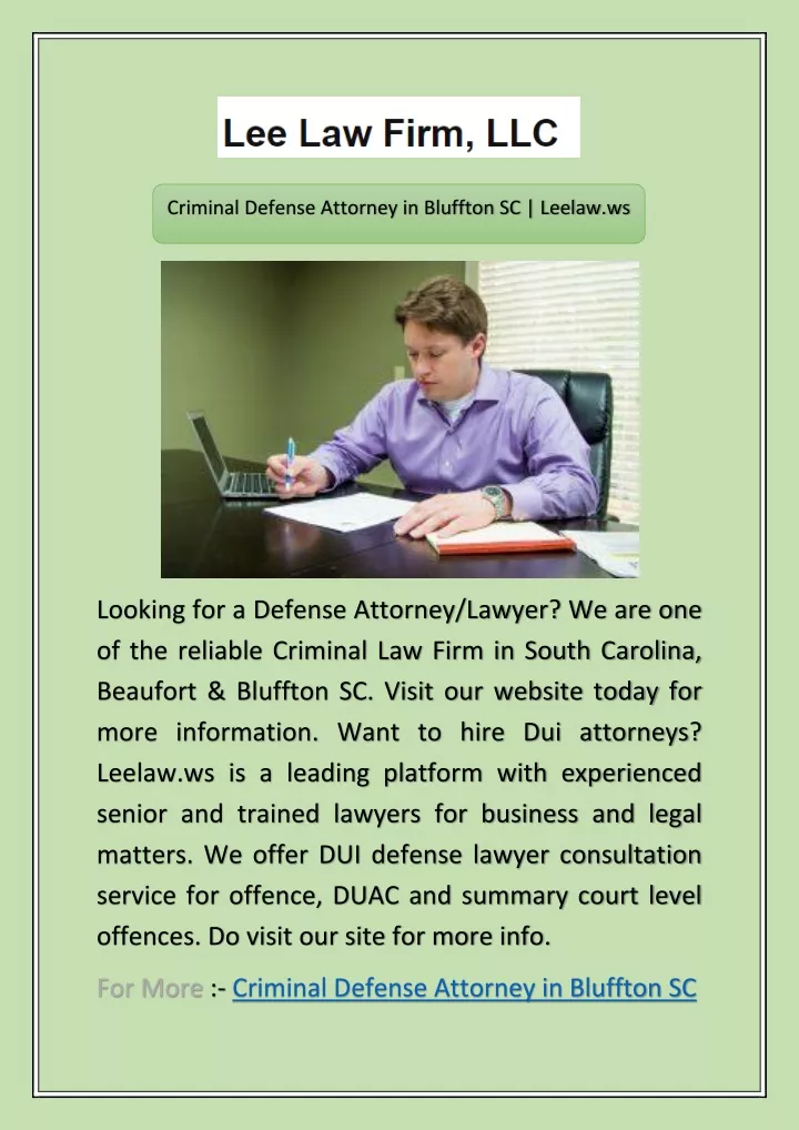 criminal defense attorney in bluffton sc leelaw ws