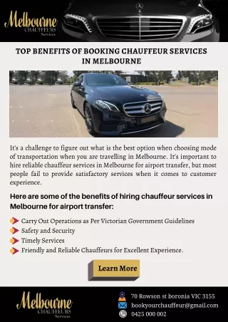 Top Benefits of Booking Chauffeur Services in Melbourne