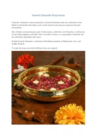 Ganesh chaturthi pooja items