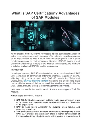 what is sap certification advantages