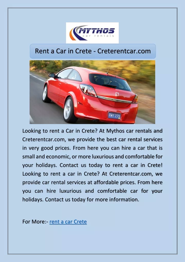 rent a car in crete creterentcar com