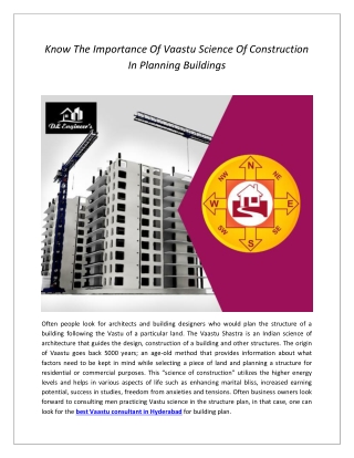 Know The Importance Of Vaastu Science Of Construction In Planning Buildings