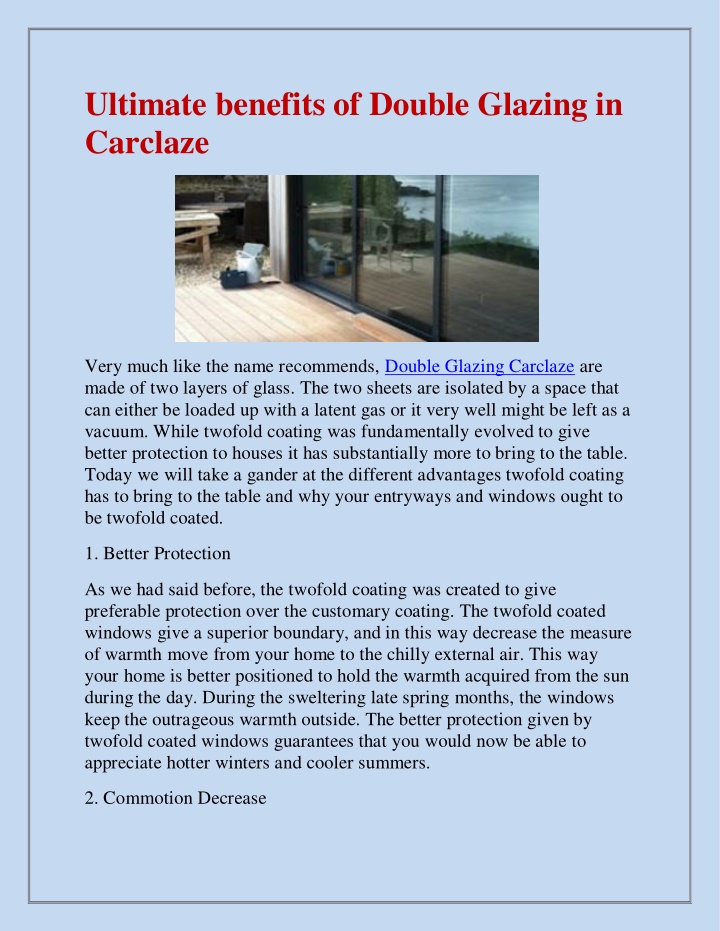 ultimate benefits of double glazing in carclaze