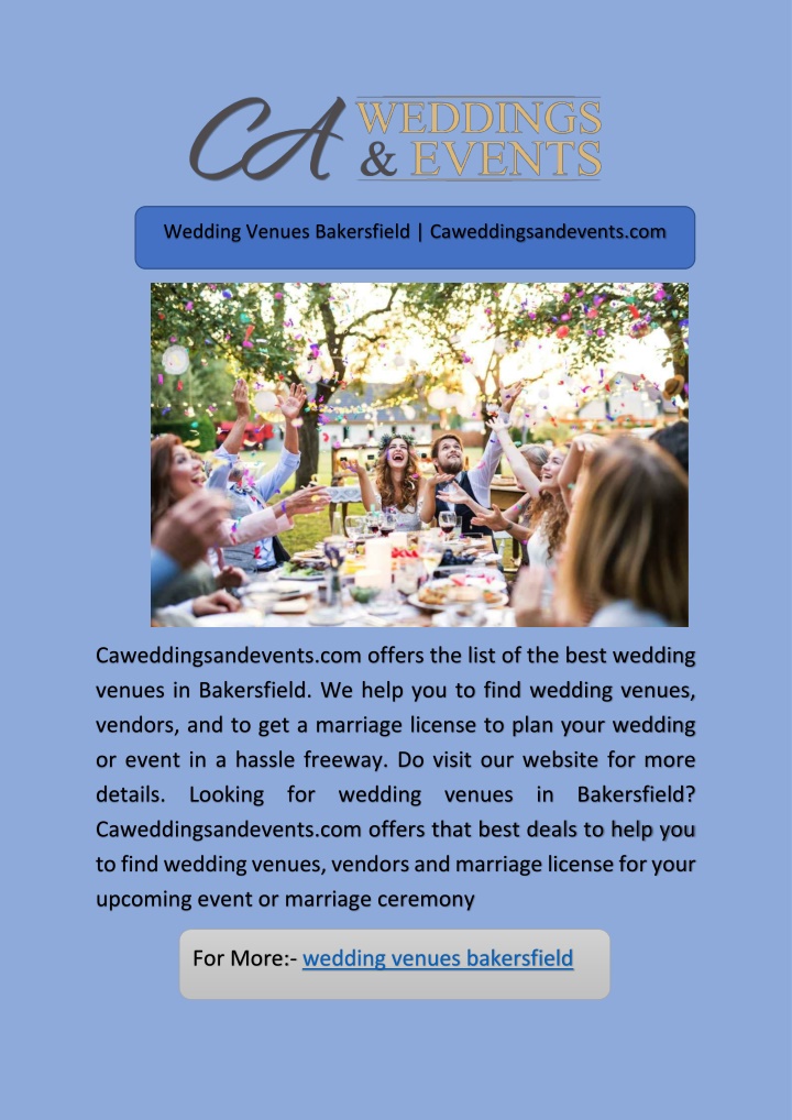 wedding venues bakersfield caweddingsandevents com