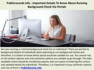 Publicrecords.info - Important Details To Know About Running Background Check Via Portals
