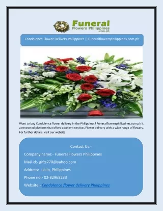 Condolence Flower Delivery Philippines | Funeralflowersphilippines.com.ph