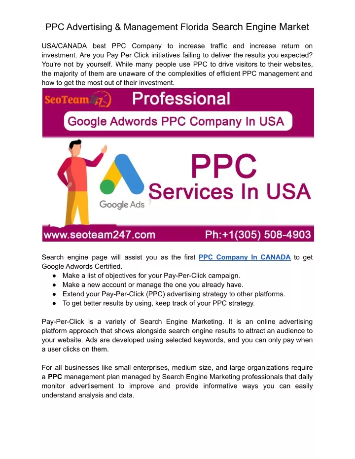 ppc advertising management florida search engine