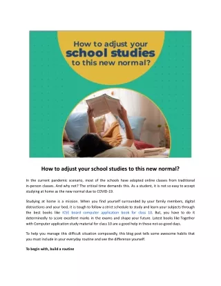 how to adjust your school studies to this