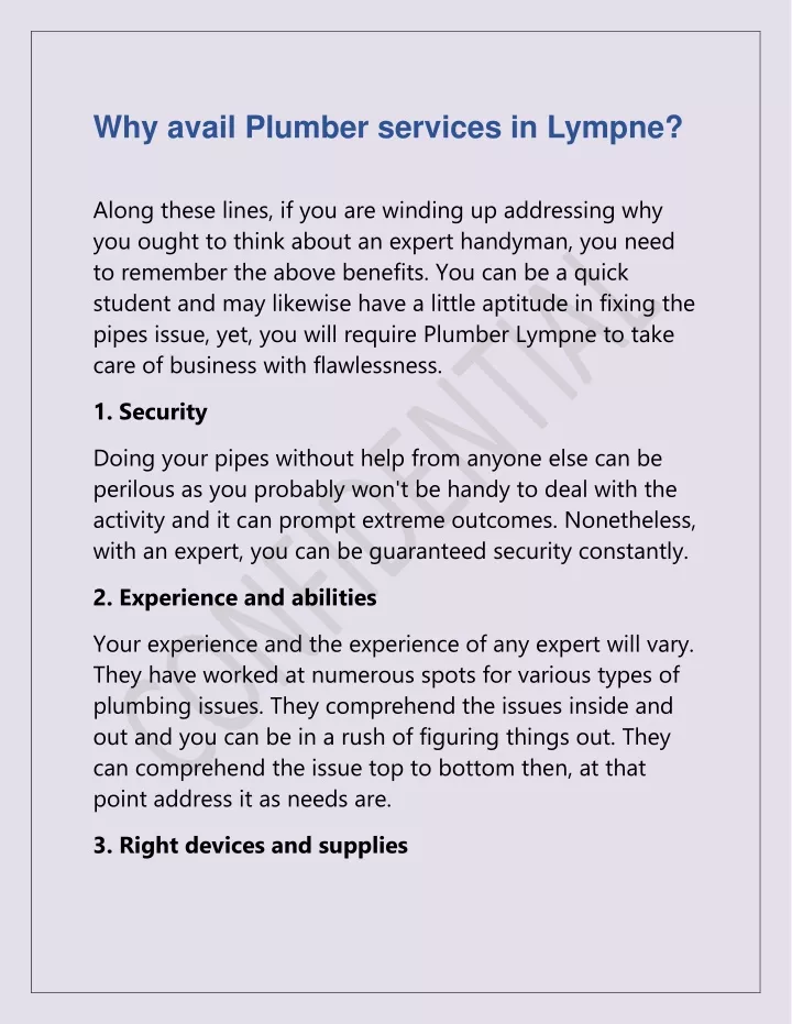 why avail plumber services in lympne