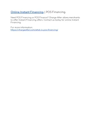 online instant financing pos financing