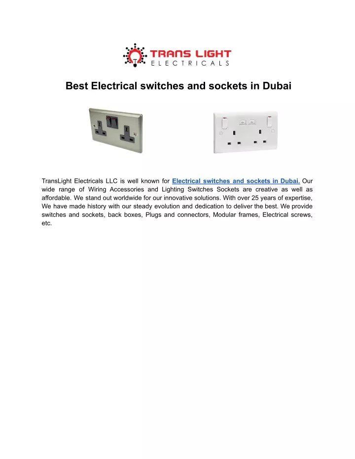 best electrical switches and sockets in dubai