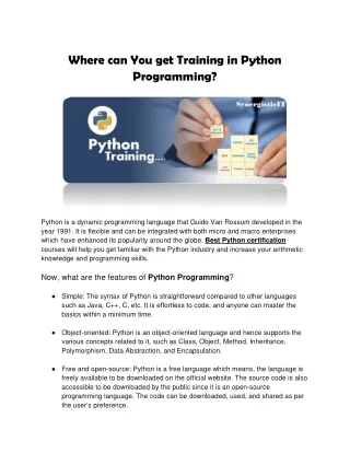 Where can You get Training in Python Programming