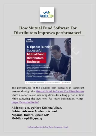 how mutual fund software for distributors