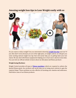 Amazing weight loss tips to Lose Weight easily with us