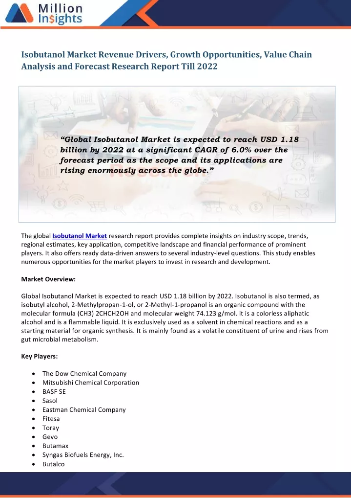 isobutanol market revenue drivers growth