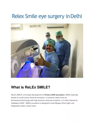 Relex Smile eye surgery in Delhi - Lasikdelhi