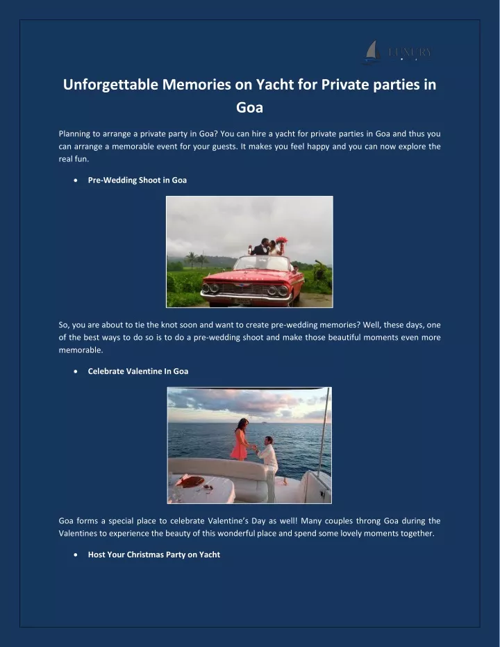 unforgettable memories on yacht for private