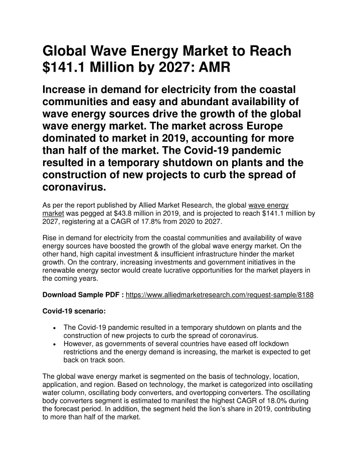 global wave energy market to reach 141 1 million