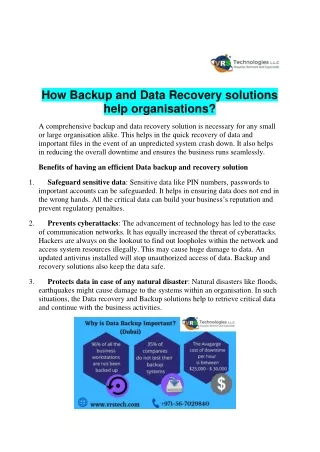 how backup and data recovery solutions help